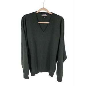 Jos. A. Bank Mens Sweater Sportswear Lambswool V Neck Green XL Wool